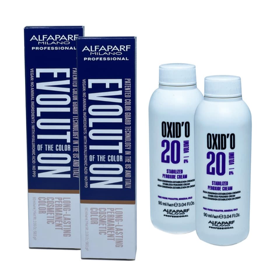 Kit 2 Colorações Alfaparf Evolution 60ml + 2 Ox 20Vol