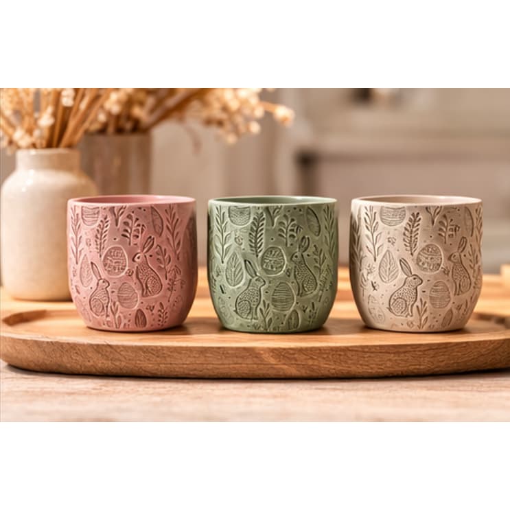 Vaso Decorativo Coelho Relevo 9cm x 9,5cm Porta Planta