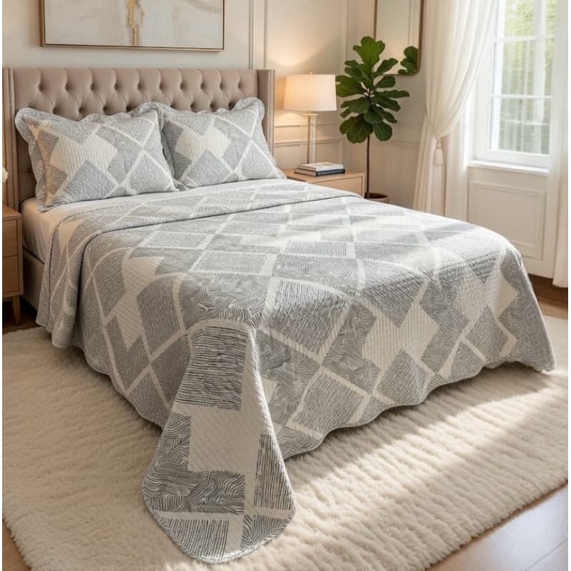 kit Colcha Cobre Leito Casal 3 Peças Dupla Face Estampada Florida Matelado Cama Box