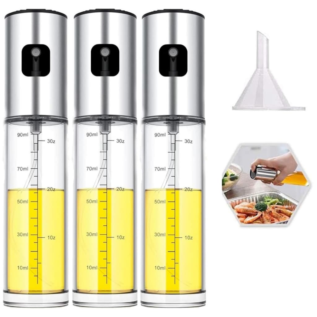 Kit 1, 2 ou 3 Pulverizador Spray de Azeite 100ml com Escala Borrifador de Óleo de Vidro para Cozinha