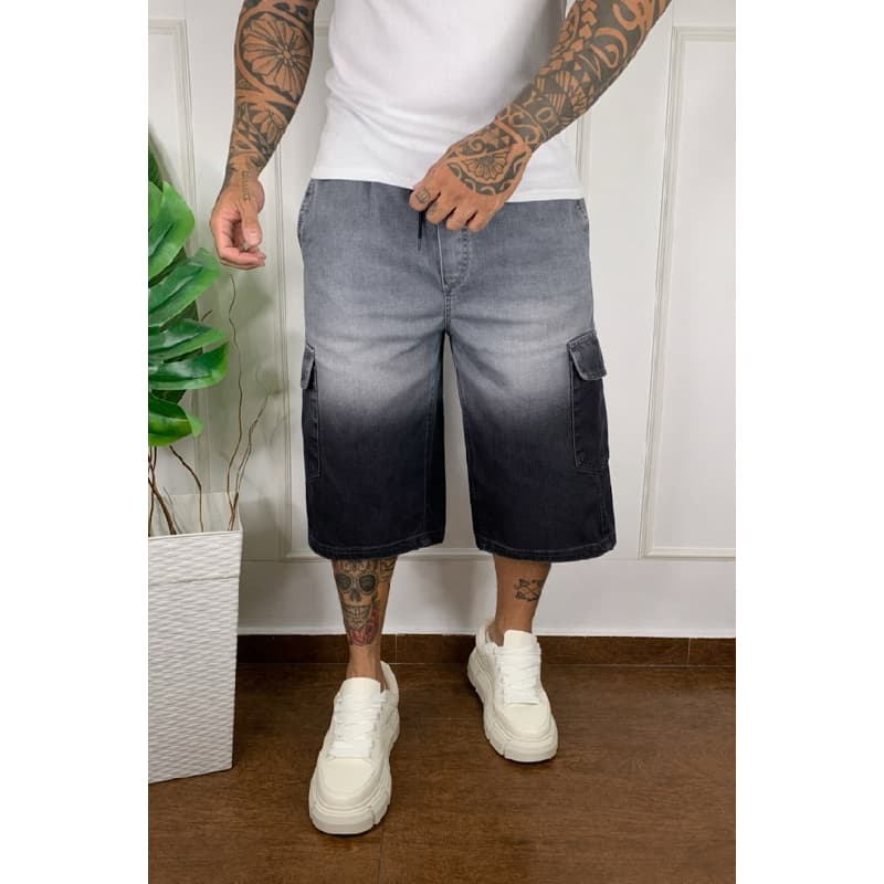 Bermuda Cargo Masculina com Bolsos Lateral Casual Confortável Streetwear Moda Urbana