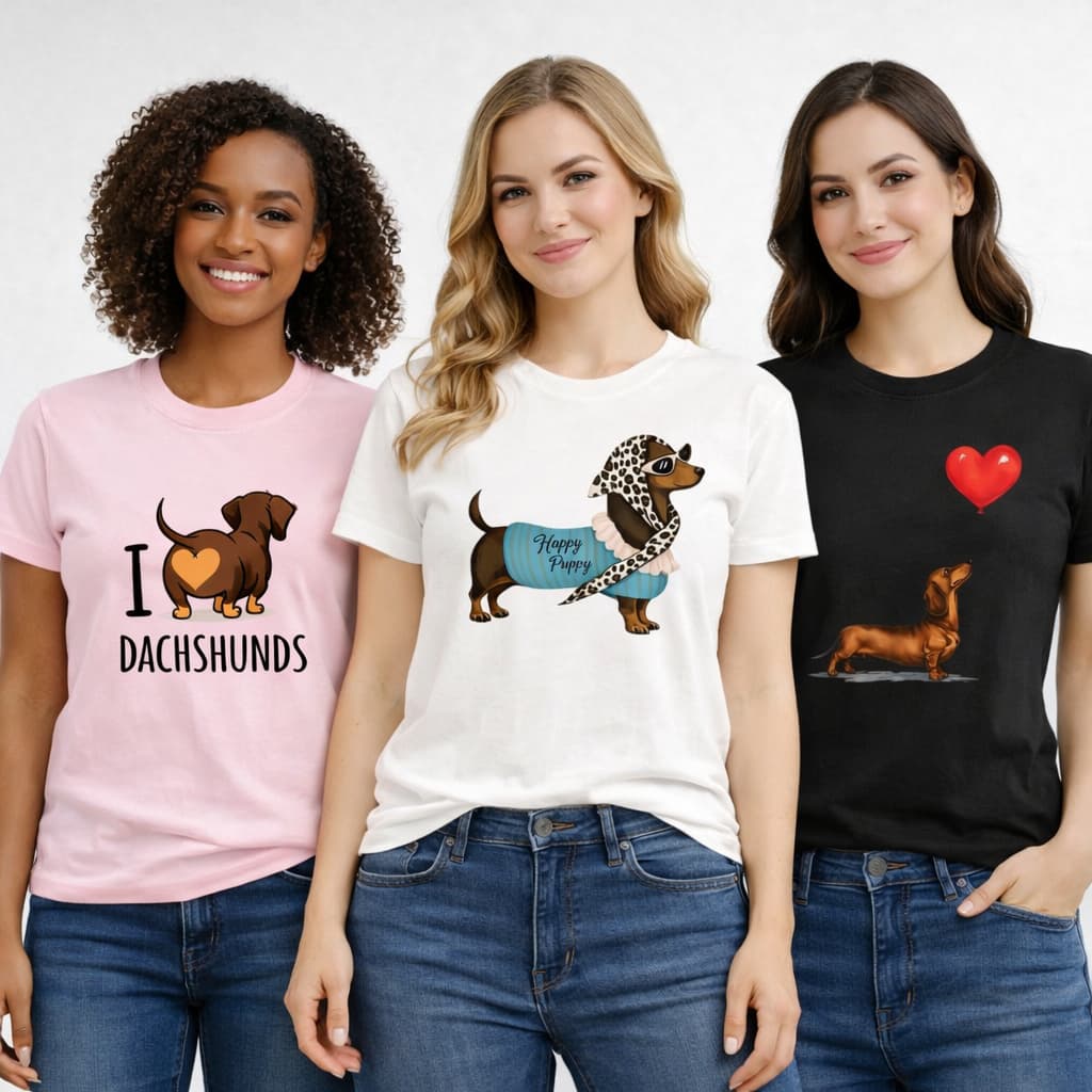 Camiseta Love Dachshunds Cute Dog Camisa Cachorro Blusa Salsicha T-Shirt Feminina e Masculina