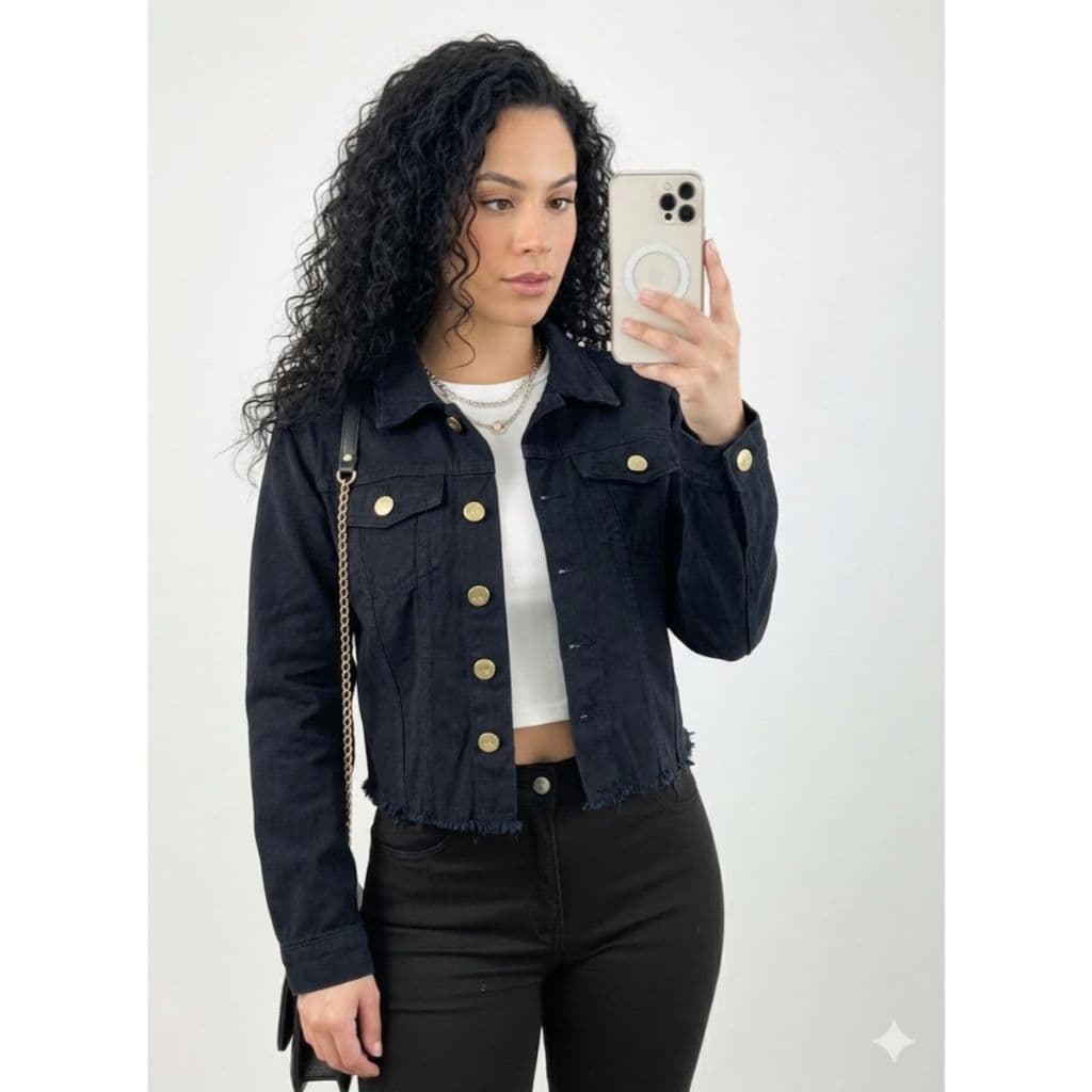 Jaqueta Feminina Jeans Casaco Jaquetinha Cropped Manga Longa Com Lycra  Original