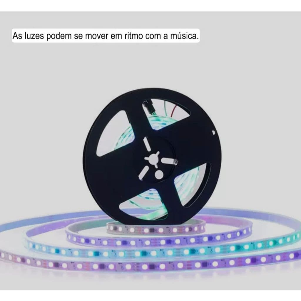 Fita Led Endereçável 5 Metros Ws2811 12v 300 Leds Ip67 60smd Prova D'água Ip67+ controle de musica