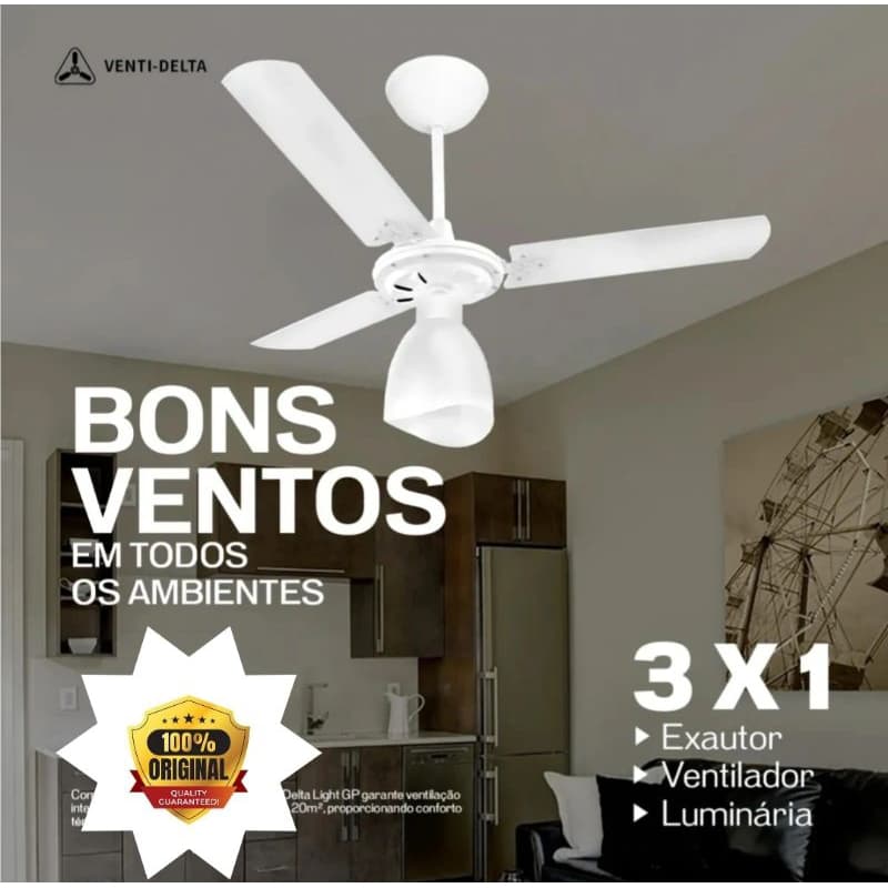 VENTILADOR DE TETO VENTI-DELTA NEW DELTA LIGHT BRANCO (220V)