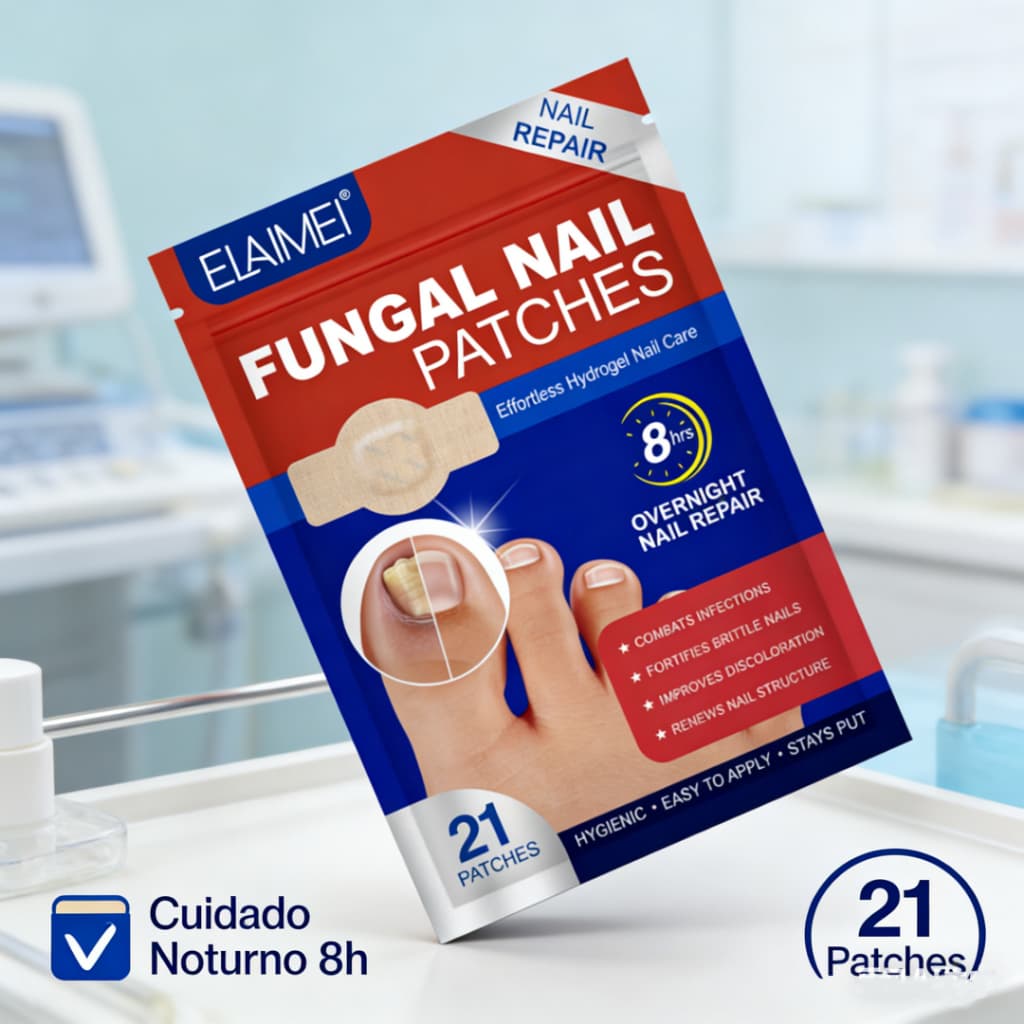 Tratamento para Micose nas Unhas Adesivo Antifúngico com 21 Patches Invisíveis Discretos Fácil Aplicação