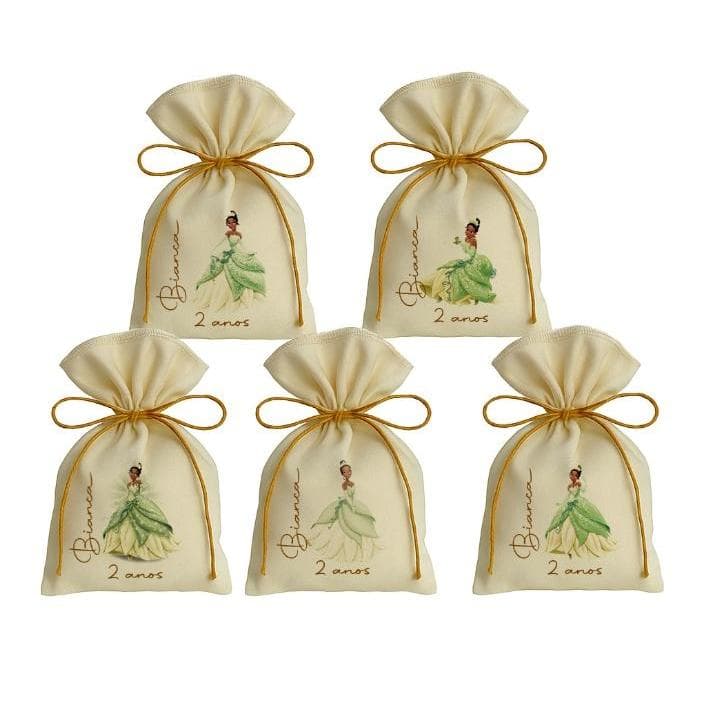 Kit 10 Saquinho Personalizados Festa Lembrancinhas Princesa e o Sapo Tiana