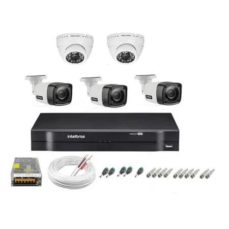 Kit cftv 5 cameras de segurança Full hd + dvr 8ch Intelbras full hd