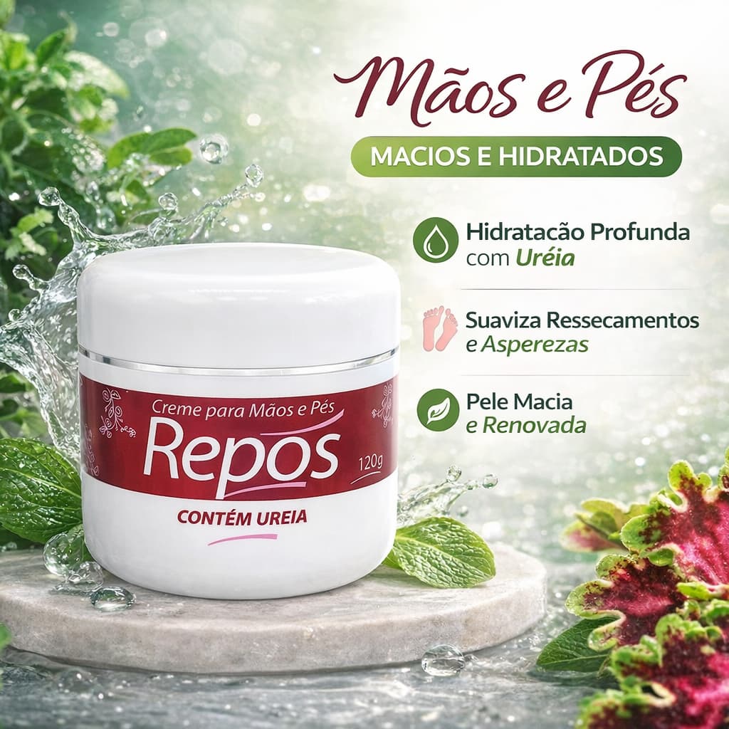 Creme hidratante Para Mãos e Pés com Ureia 120gr Repós