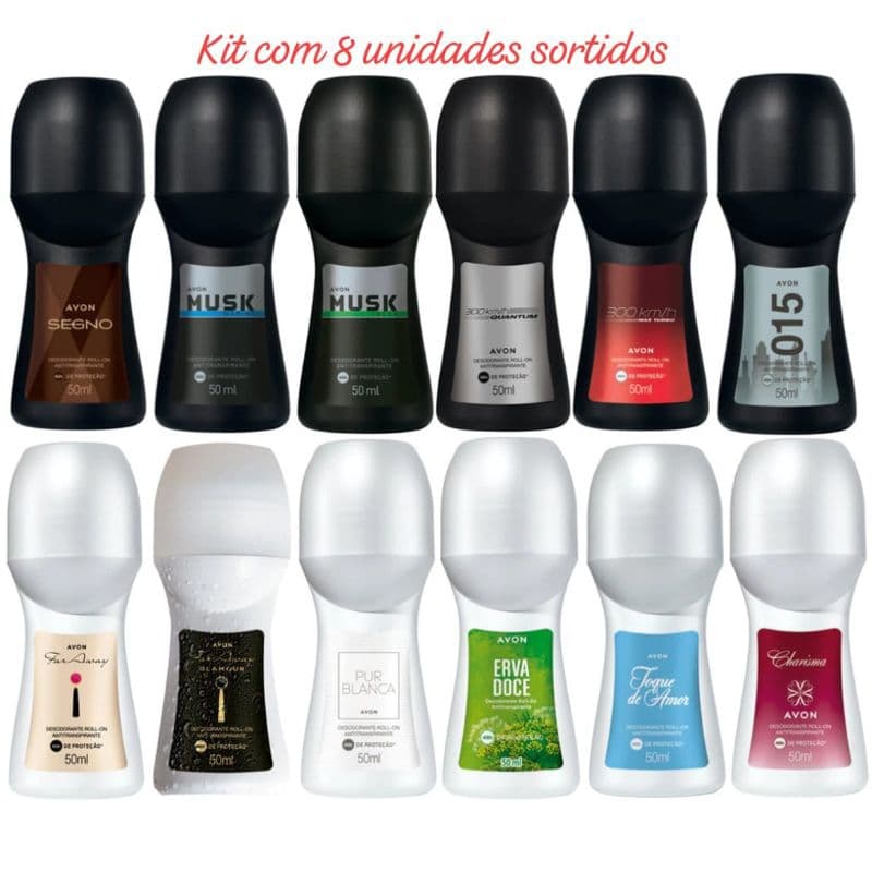 Kit 8 un Desodorante Roll-on Avon Original Feminino e Masculino Avon