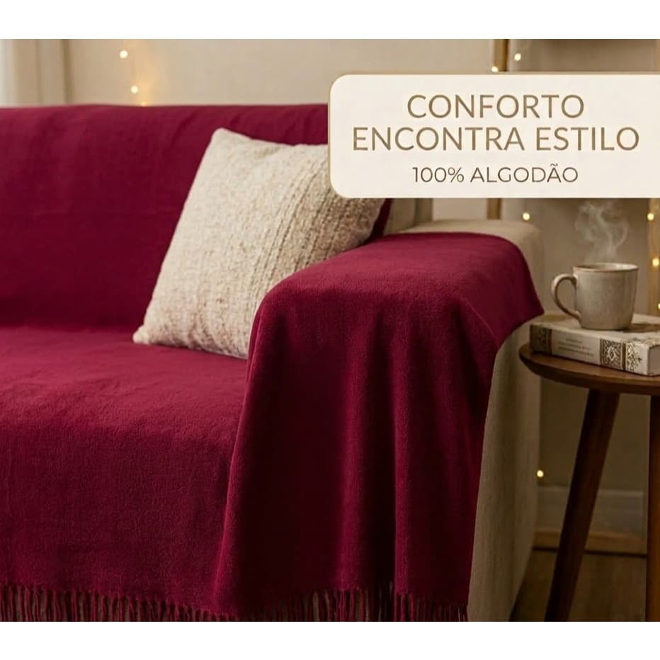 Manta Para Sofá Cama Decorativa 2,20cm x 1,10cm Moderna Capa Protetora Algodão