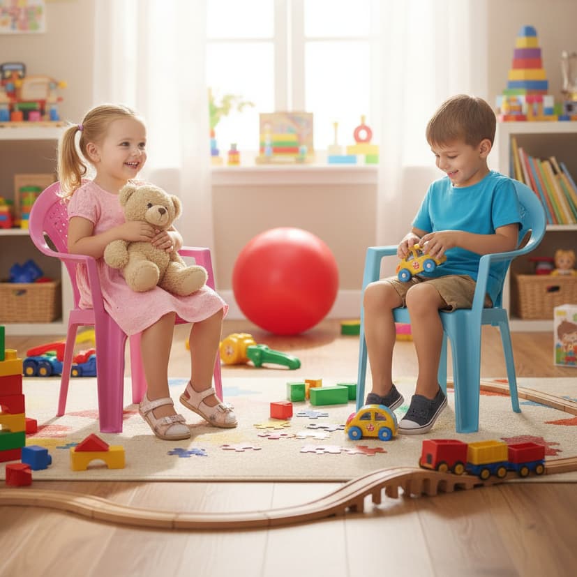 Kit 2 Cadeira Infantil Azul Rosa Plástico Reforçada Empilhável Escola Festas Creche Aniversário