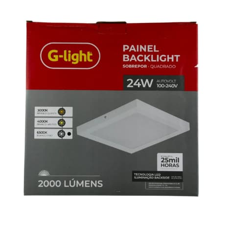 Painel Plafon 24w/18w/12w/6w Quadrado Sobrepor Led Branco Frio Neutro Quente 6500k 4000k 3000k