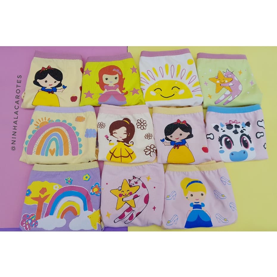 kit Calcinhas infantil de algodão estampa super confortável com forro de Algodão Qualidade Premium