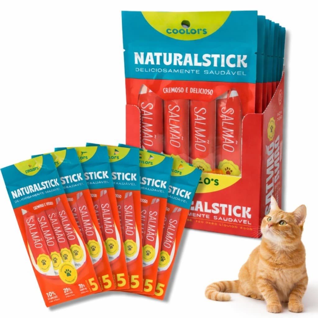 Sache Natural Stick Salmão Gatos Display C/6 Cartela 5 Stick
