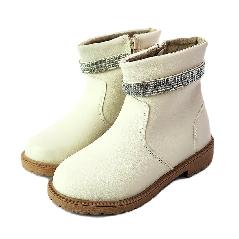 Coturno Bota Infantil Menina Com Zíper E Strass Feminino