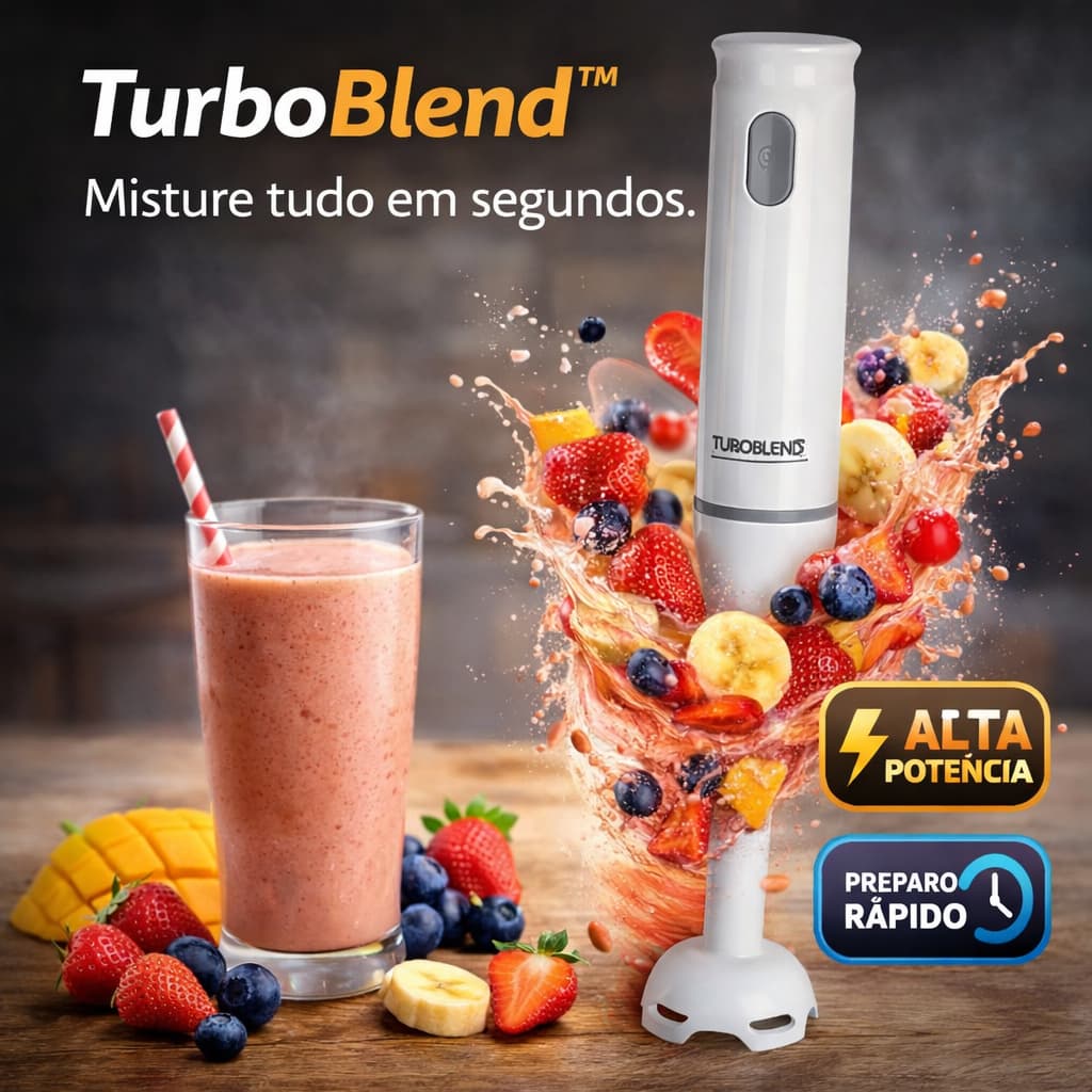 TurboBlend™ Mixer Inteligente - 700ml / 220v - Preparo Rapido Pratico Sucos Vitaminas Shakes