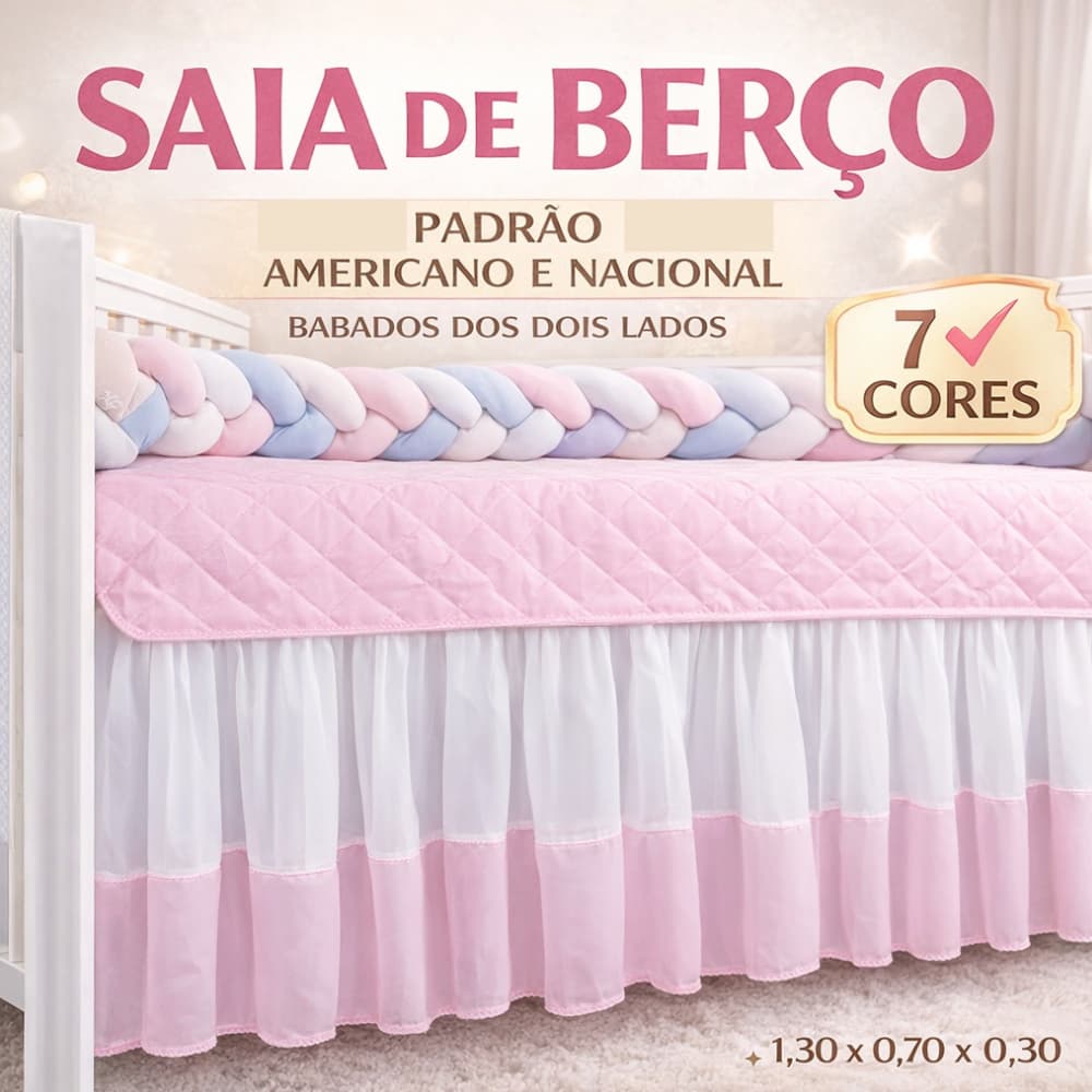Saia Para Berço Americano Menina Menino Decoração Quartinho do Bebê