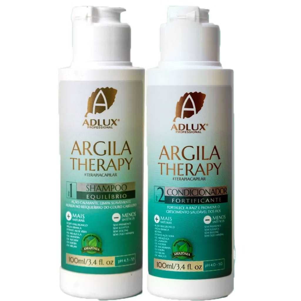 KIT ARGILA THERAPY MINI ADLUX 2 PASSOS MANUTENÇÃO CAPILAR TERAPIA TRATAMENTO HIDRATAÇÃO CALMANTE