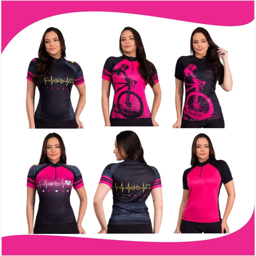 Camisa ciclismo feminina camiseta ciclista feminino bike rosa