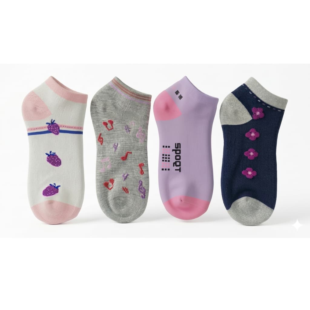 Kit Meia Cano Curto Soquete Feminina Resistente Estampada