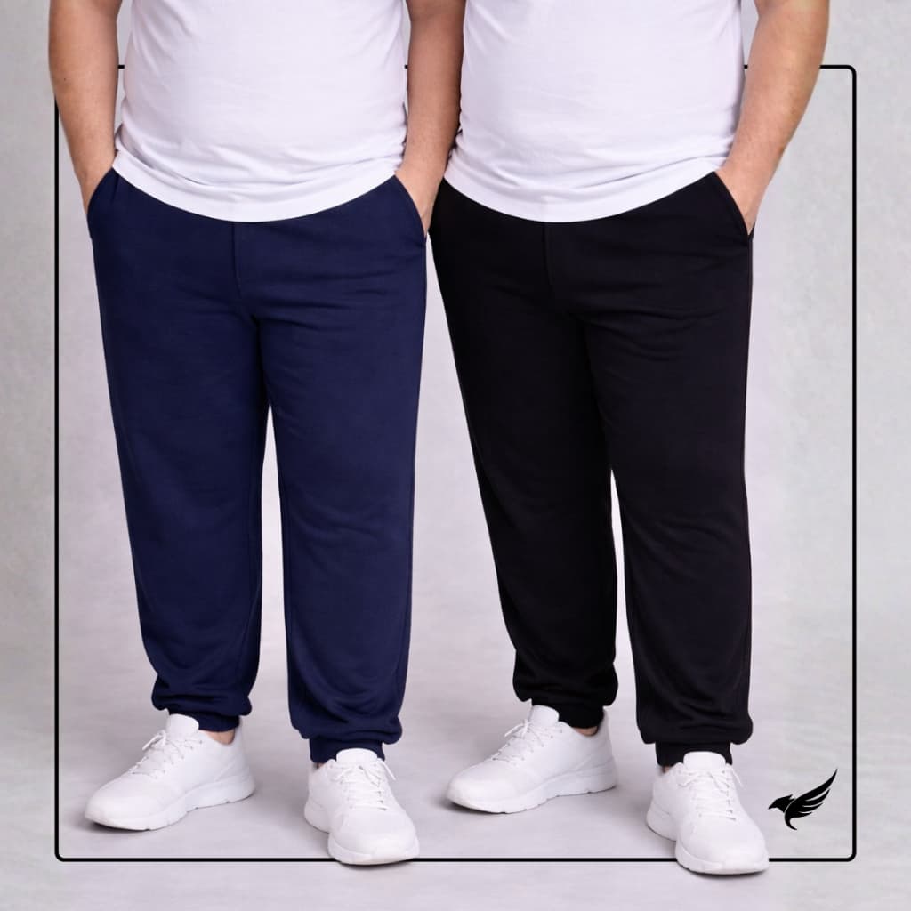 Kit 2 Calça Moletom Com Punho Plus Size Masculina