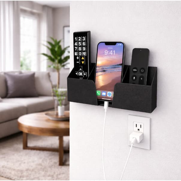 Suporte de Parede triplo Universal para 2 Controles + 1 Celular | Organização Prática e Moderna | Porta controle