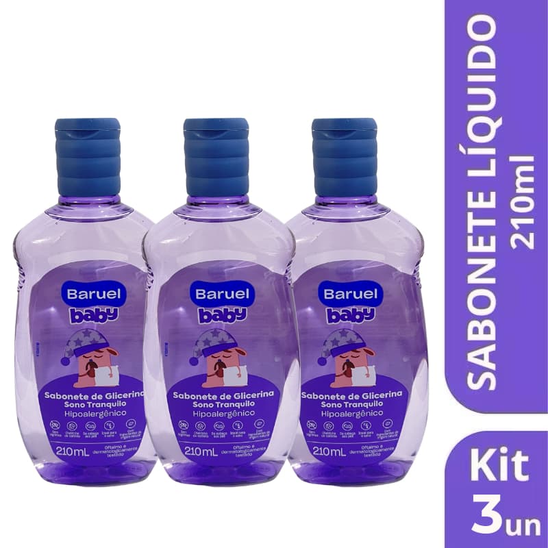 Kit Sabonete Líquido Sono Tranquilo Baruel Baby Antialergênico 210ml
