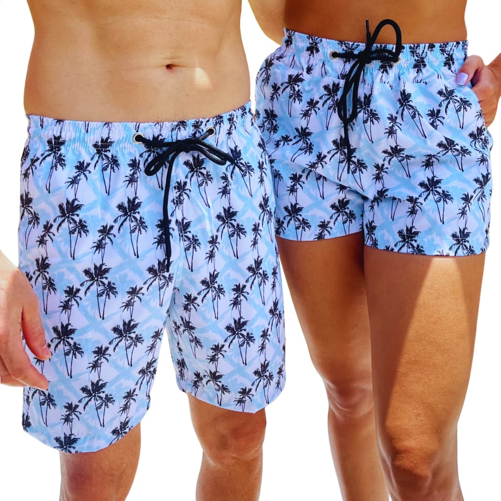 Short Casal Feminino e Masculino Bermuda de Praia Tactel Com Elastano Combinando Namorados Estampado