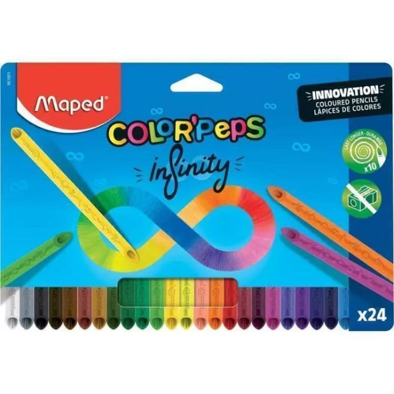 Lápis de Cor 24 Cores Infinity Color Peps Triangular Infinito Maped