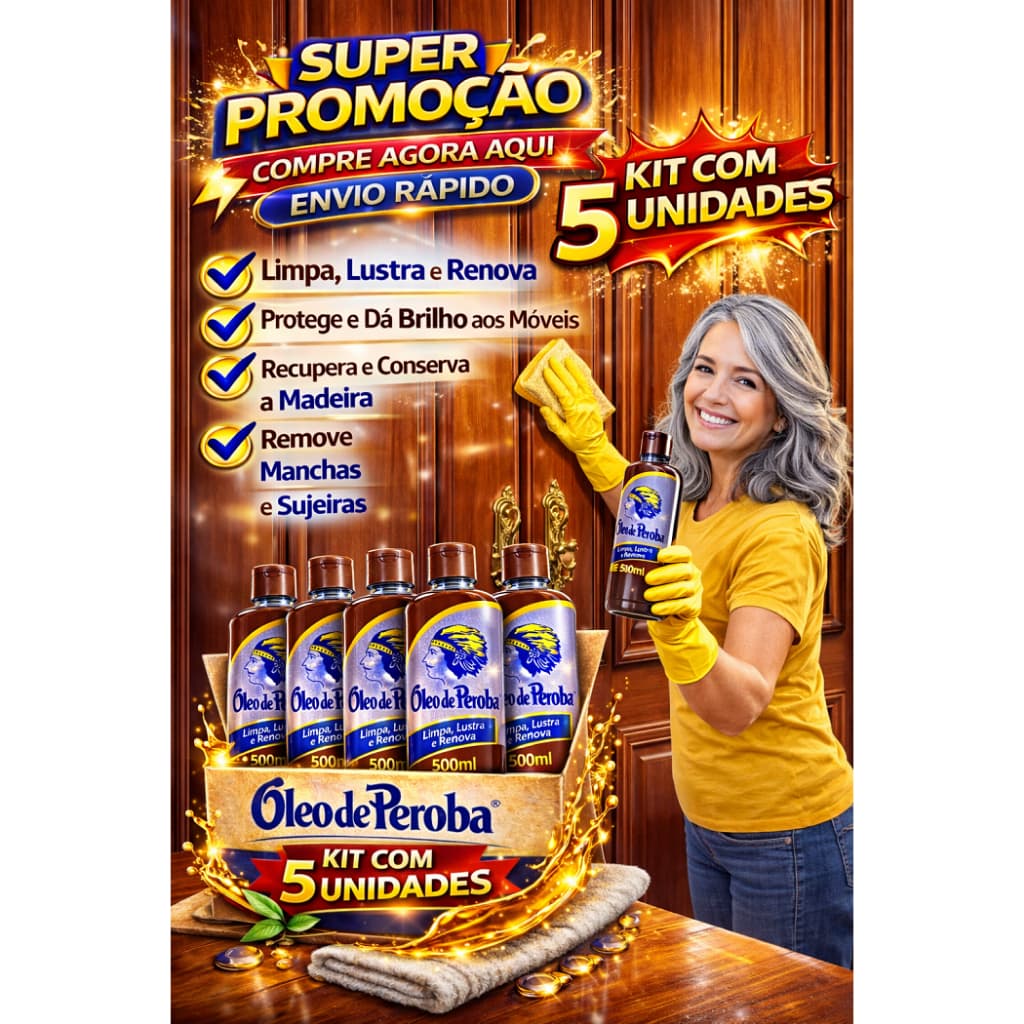 Óleo de Peroba Kit 5 Un 500ml Limpeza Profunda Madeira Remove Sujeira Compre Agora