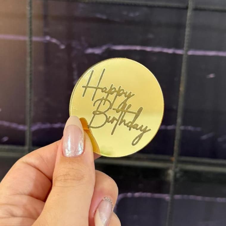 Kits Aplique para bolos em acrílico espelhado dourado, rosê ou prata Happy Birthday - 4,8 ou 10