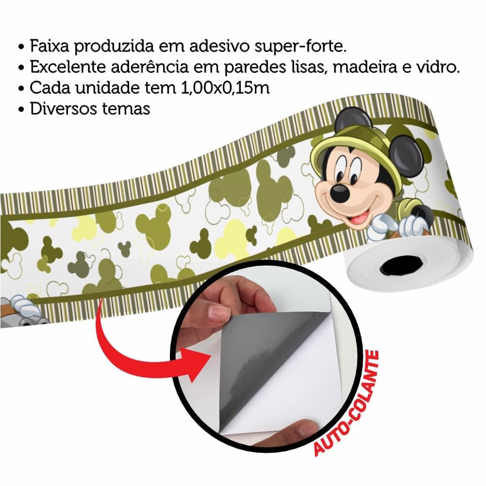 Adesivo De Parede Faixa Infantil Mickey Baby Safari