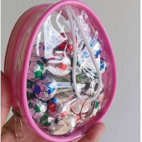 Chaveiro Bolsinha Ovo Transparente Páscoa, Porta Moedas / Doces / Fone Mini Necessaire
