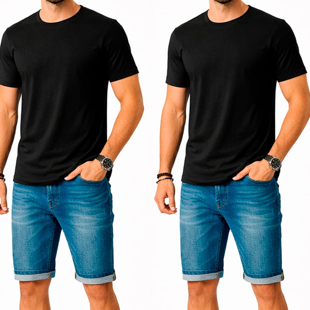 KIT 2 Camisetas Camisas Masculina Lisa Malha Premium 100% Algodão Preta Básica