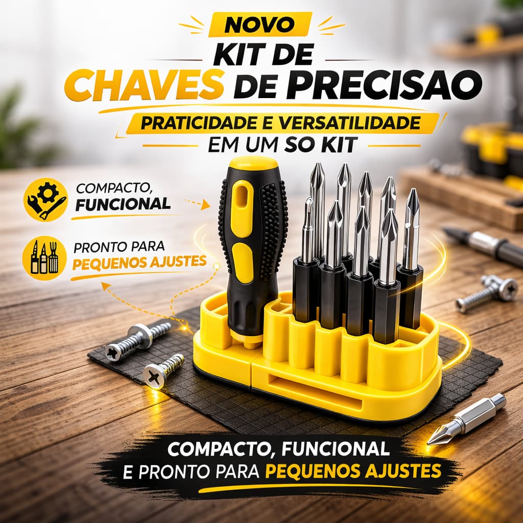 Jogo de Chave de Fenda e Phillips Kit com 9 Chaves