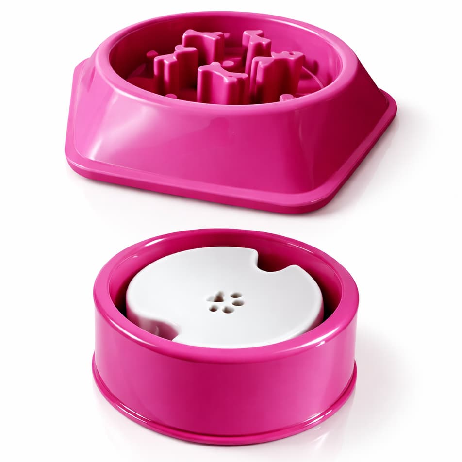 Kit Comedouro Lento e Bebedouro Pelos Longos Pote de Ração Água Educador Cães Pequeno Médio Porte