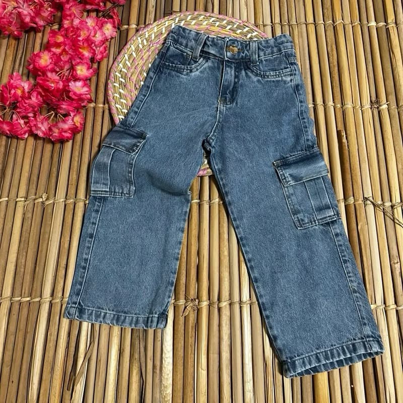 CALÇA MENINAS INFANTIL WINDE LEG CARGO LEANDRA JEANS MENINAS