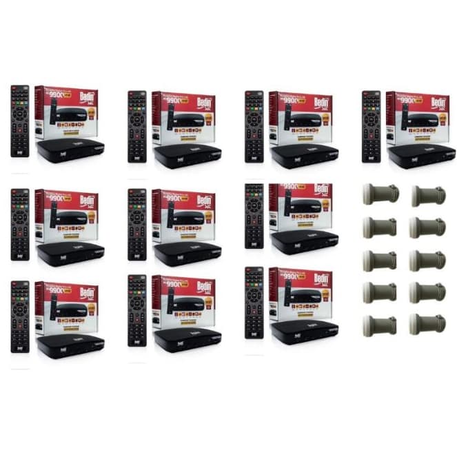 KIT 10 BEDIN SAT BS9900S FULLHD REGIONALIZADO + 10 LNBF SIMPLES UNIVERSAL