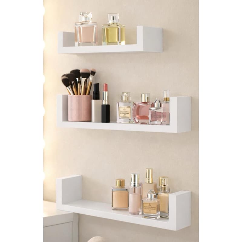 kit Prateleiras organizadora U ideal para   Decoração ou maquiagem 40/50/60 Mdf Preto JÁ VAI MONTADO!