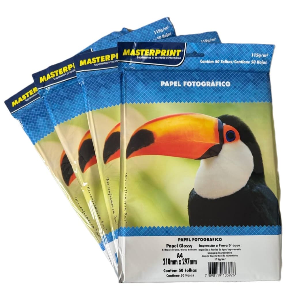 Papel Fotográfico 200 Folhas A4 Kit 115g Glossy Masterprint