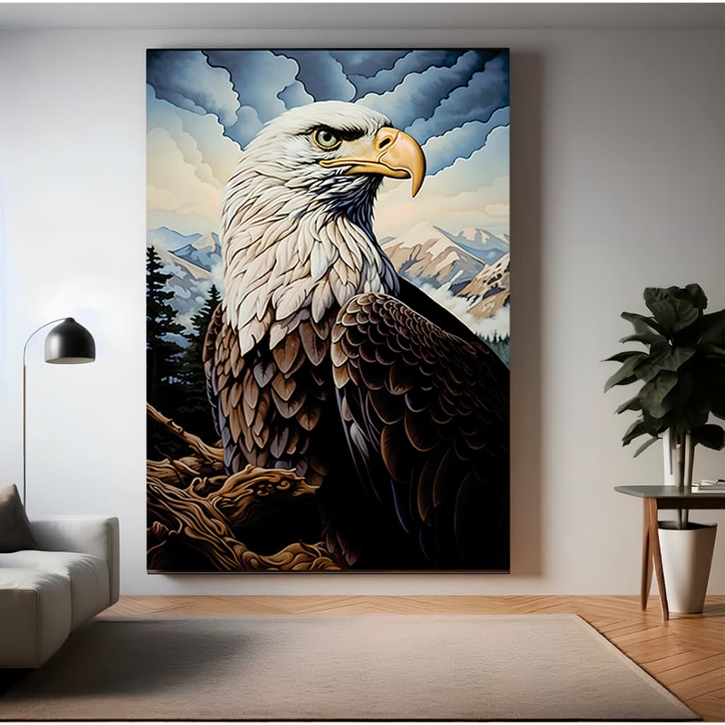 Quadro Decorativo Águia Majestosa Ave De Rapina Abstrato Motivacional Para Quarto Sala Cozinha