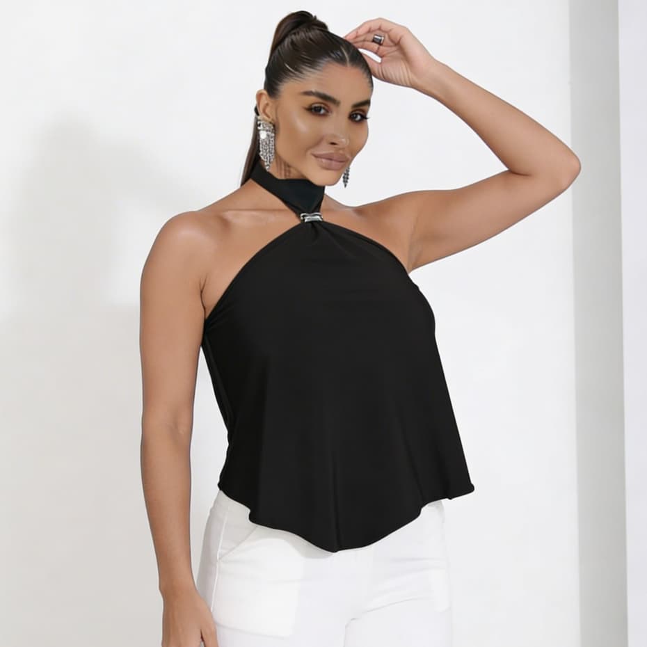 Blusa Gola Alta Feminina Alfaiataria Frente Fivela Orgânica Estilo Assimétrica Leve Confortável 2026 Tendencia