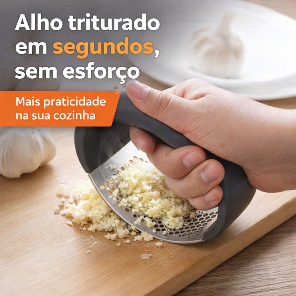 Espremedor de Alho Inox Profissional Amassador Manual Resistente Fácil de Limpar Cozinha