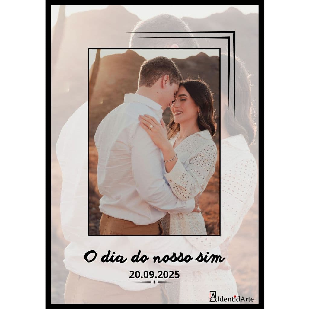 Quadro Porta-Retrato Decorativo Personalizado Presente Casal Dia dos Namorados, moldura branca ou cinza, tamanho A4