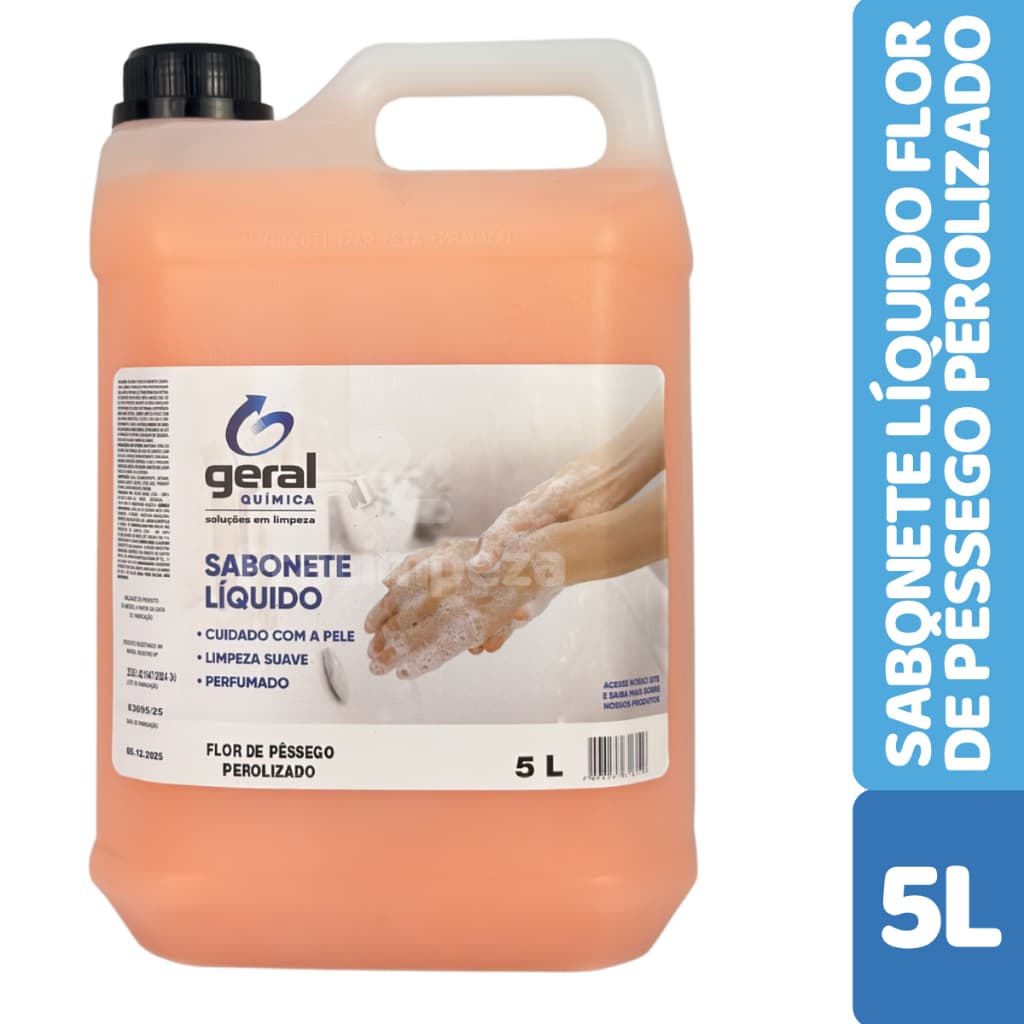 Sabonete Líquido 5L Perolizado Flor de Pêssego Limpeza Suave Perfumado Geral Química