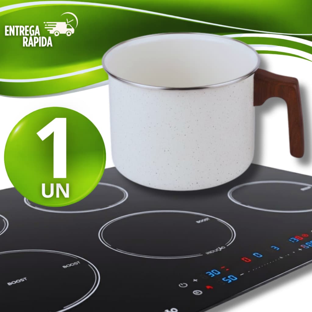 Jogo Leiteira Fervedor Normal Cerâmico Antiaderente Não Gruda 14Cm Cozinha Utensílios