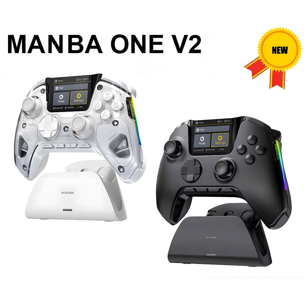 Controle Manba One V2: ORIGINAL Com Tela Switch/PC/iOS/Android RGB 1800mAh Com Doca de Carregamento