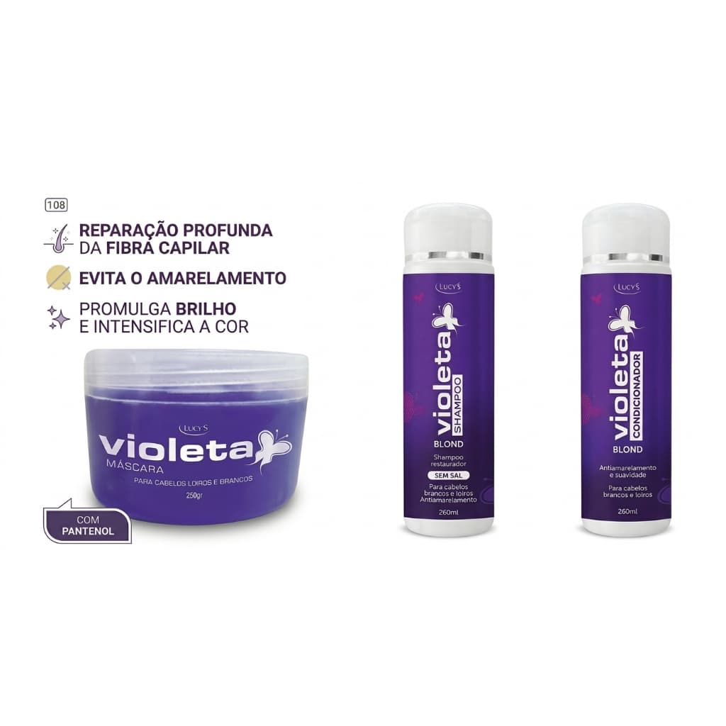 Kit Matizador Completo Violeta Blond Lucy's - Shampoo + Condic + Máscara