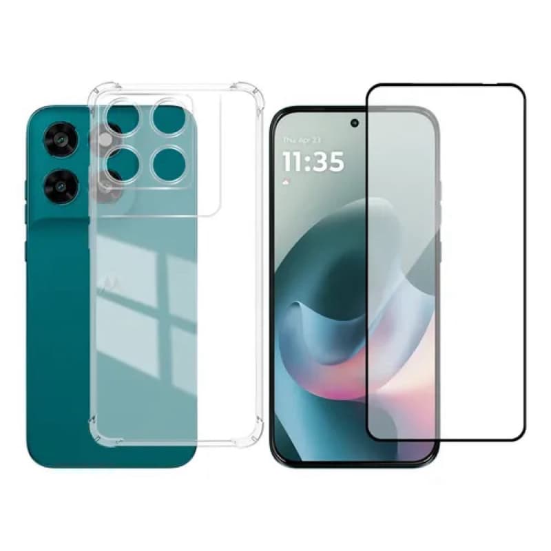Kit 2X1 Motorola Moto G36- Capa Silicone transparente + Película Frontal Cerâmica 9D